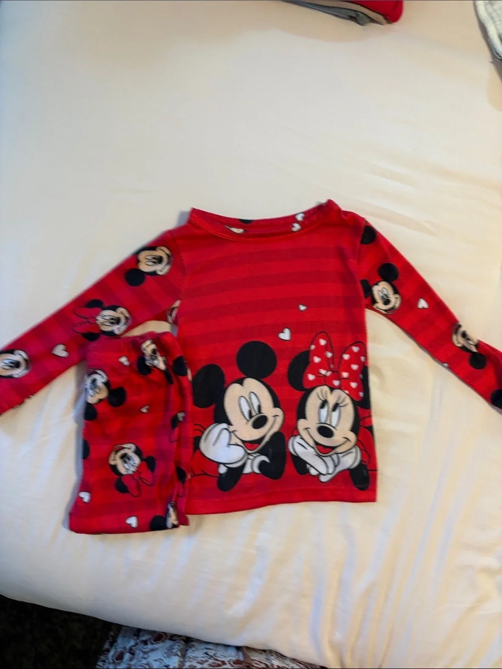 Disney Red Mickey & Minnie Kids Pajama Top and Pants